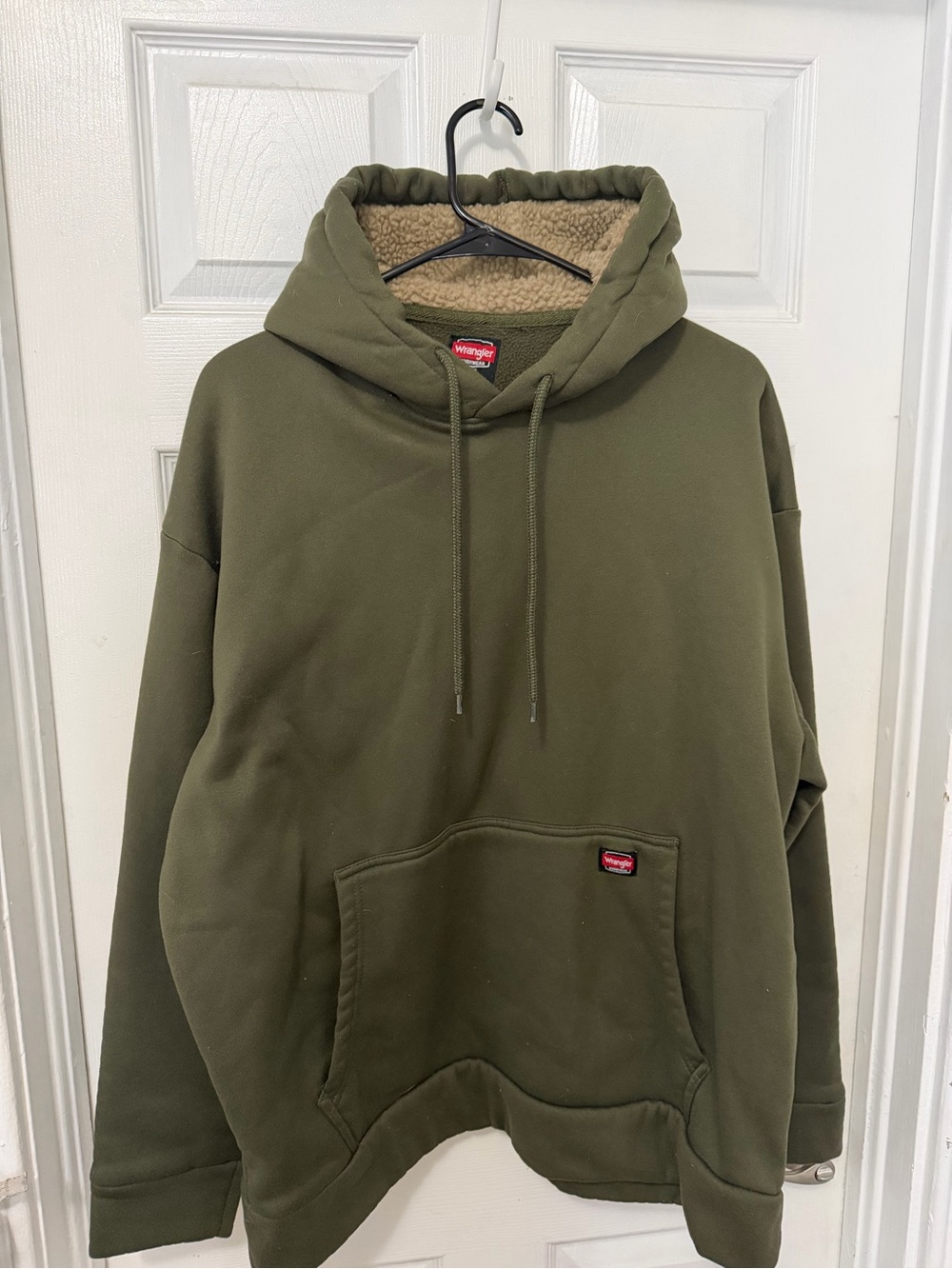 Wrangler Olive Hooded Sherpa-Lined Pullover